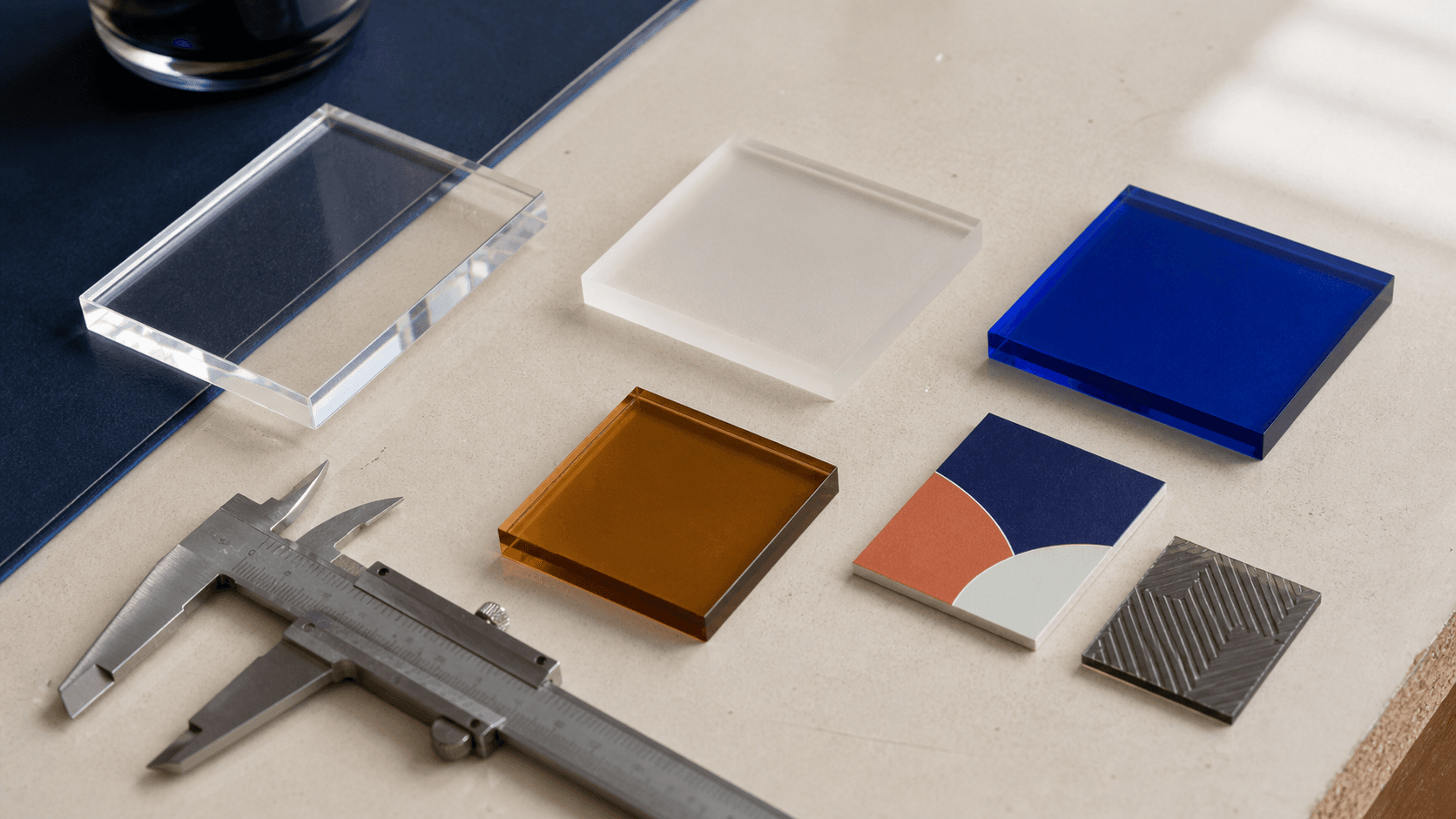 Acrylic material and color samples prepared for a custom project