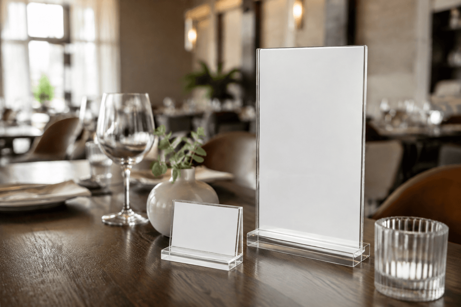 Custom acrylic acrylic menu holders table signage product detail for B2B material, fabrication and sourcing review